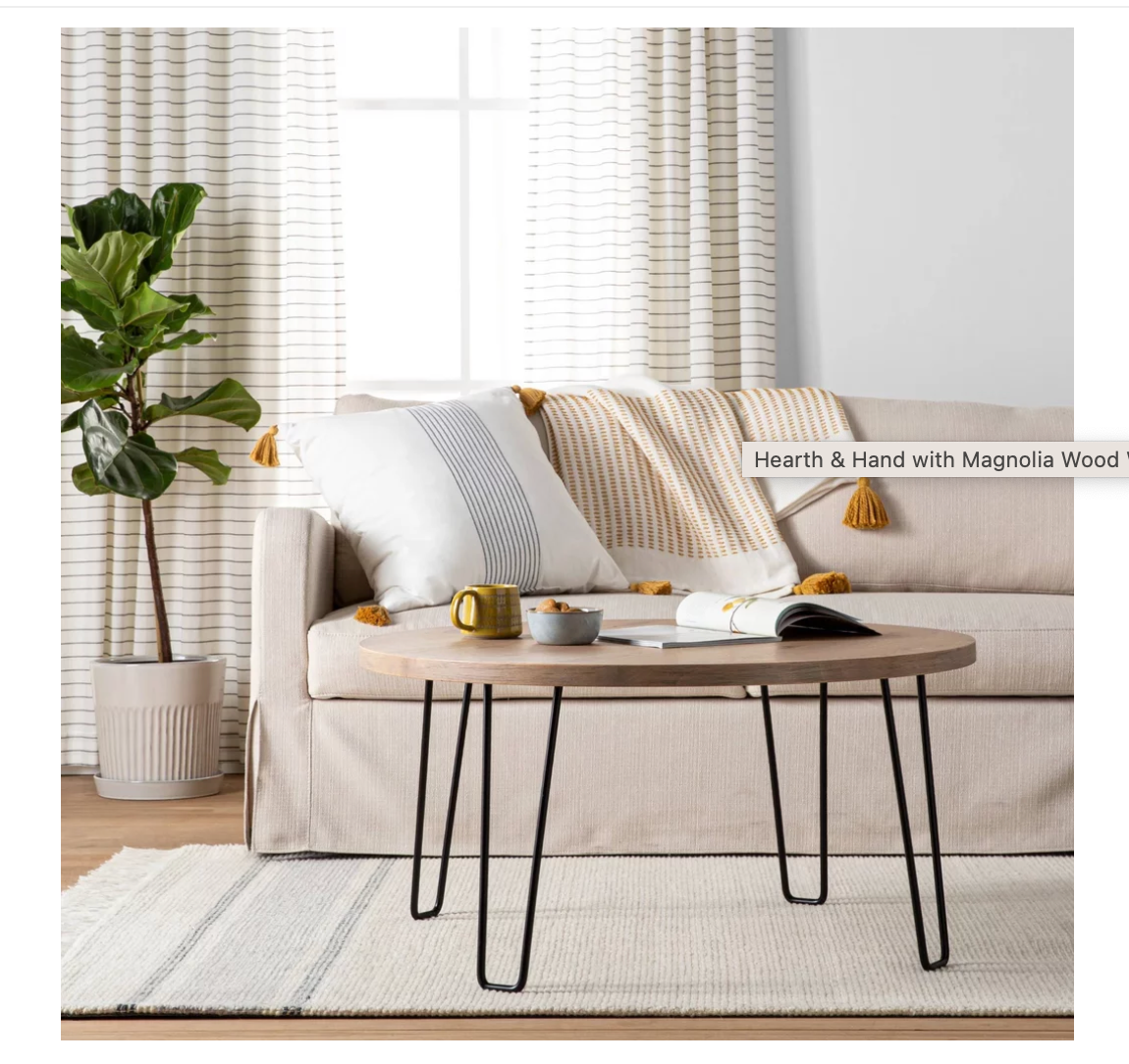 SEALED - 91 CM - Wood & Wire Coffee Table Natural/Black - Hearth & Hand™ with Magnolia (A)