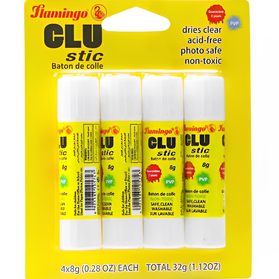 Flamingo Glue Stick, Non-Toxic Glue Stick- Card of 4pcs