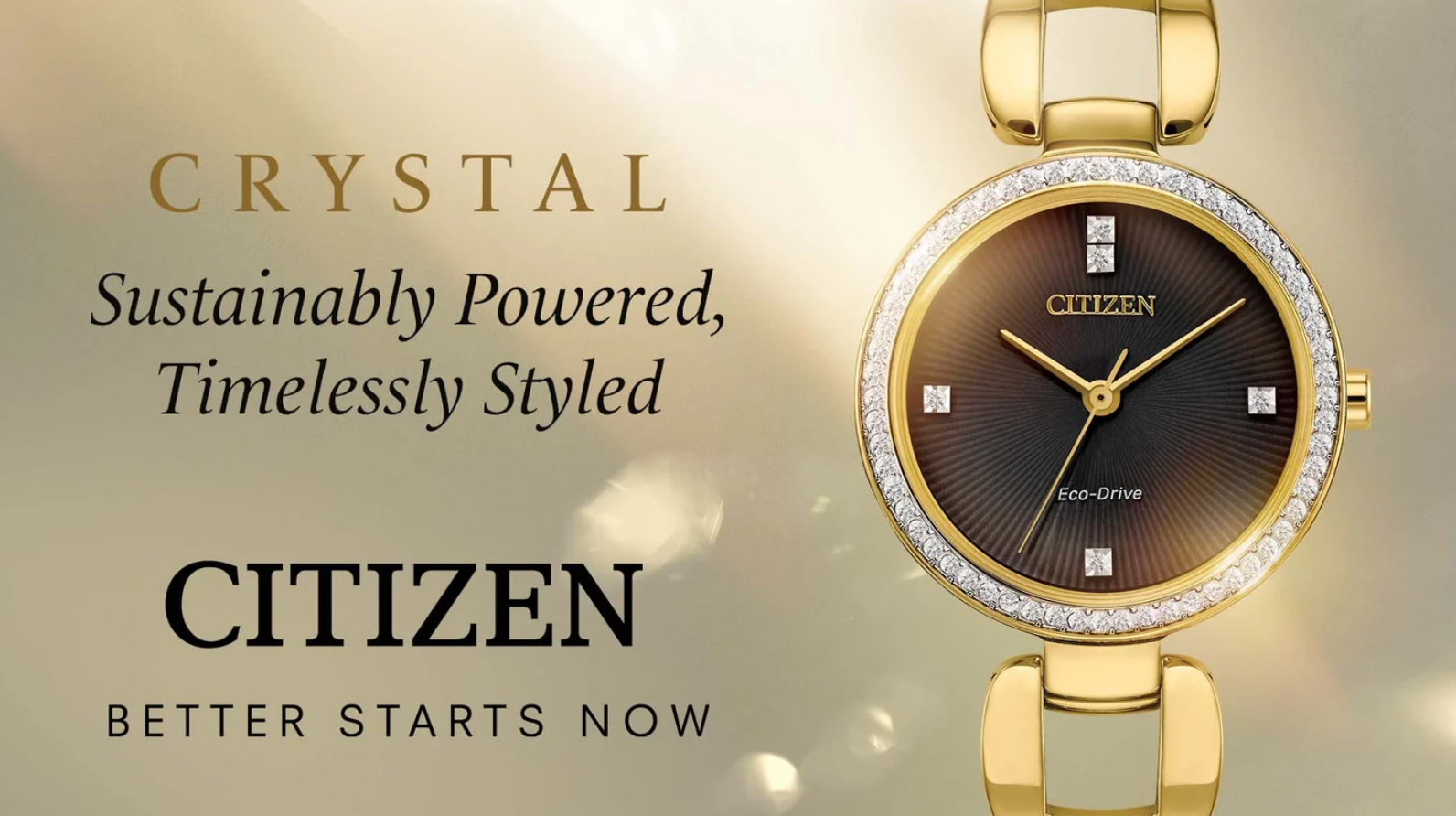 Citizen Eco-Drive Women's 28mm Crystal Accent Gold S/Steel Watch