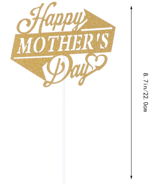 BinaryABC Happy Mother's Day Cake Toppers – 10 Pcs Golden Glitter Cupcake Picks – Elegant Cake Decoration Party Supplies for Mother's Day Celebration