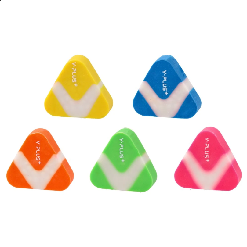 Y-plus eraser; 12pcs mini cute triangle eraser; Non-Toxic Kids Novelty Erasers