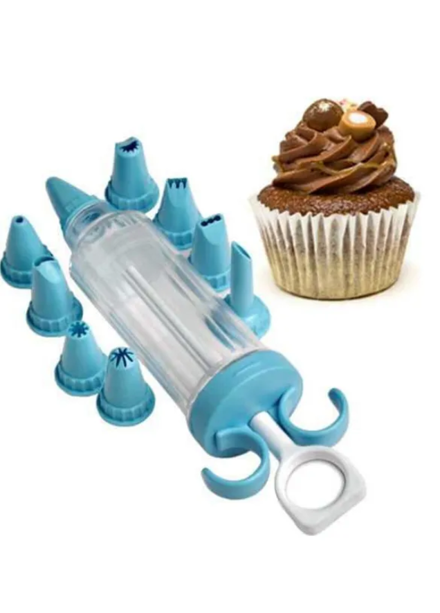 Bager Cream Pump with 7 Molds Light blue Transform Desserts with Style