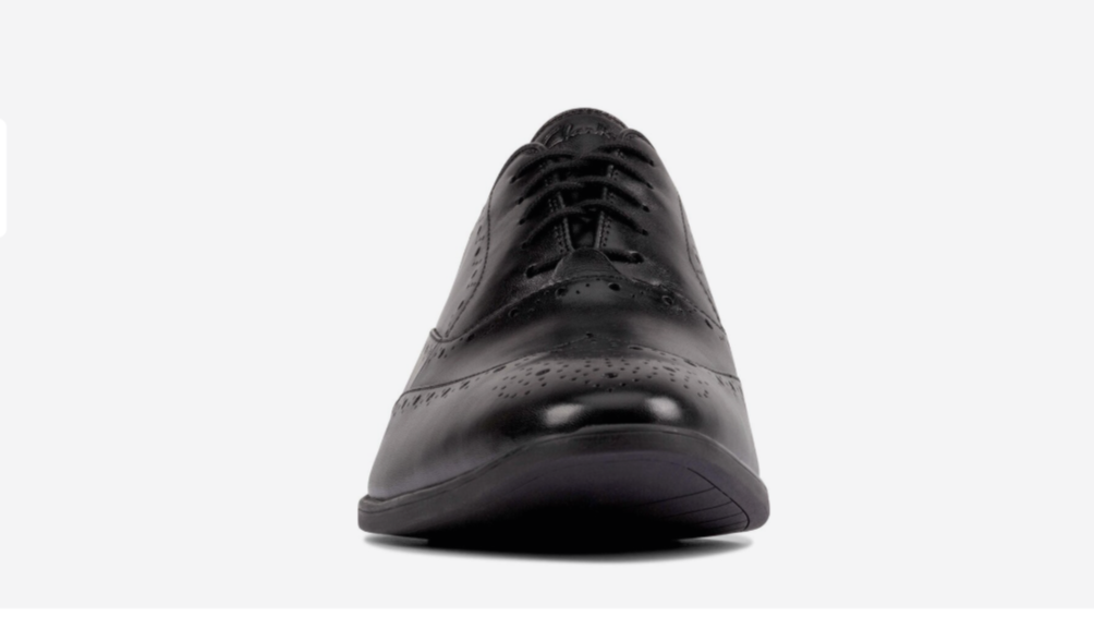 clarks bampton rhodes black leather shoes