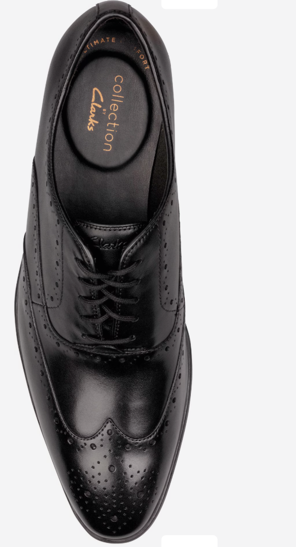 clarks bampton rhodes black leather shoes
