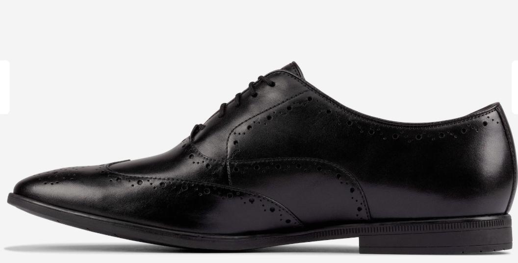 clarks bampton rhodes black leather shoes