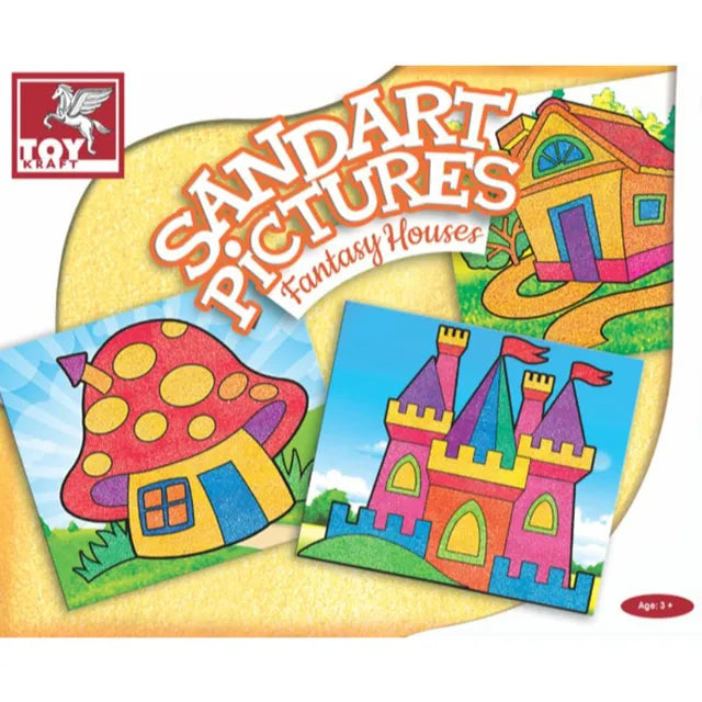 Toykraftt Sand Art Pictures - Fantasy Houses & Castles Craft Kit for Kids