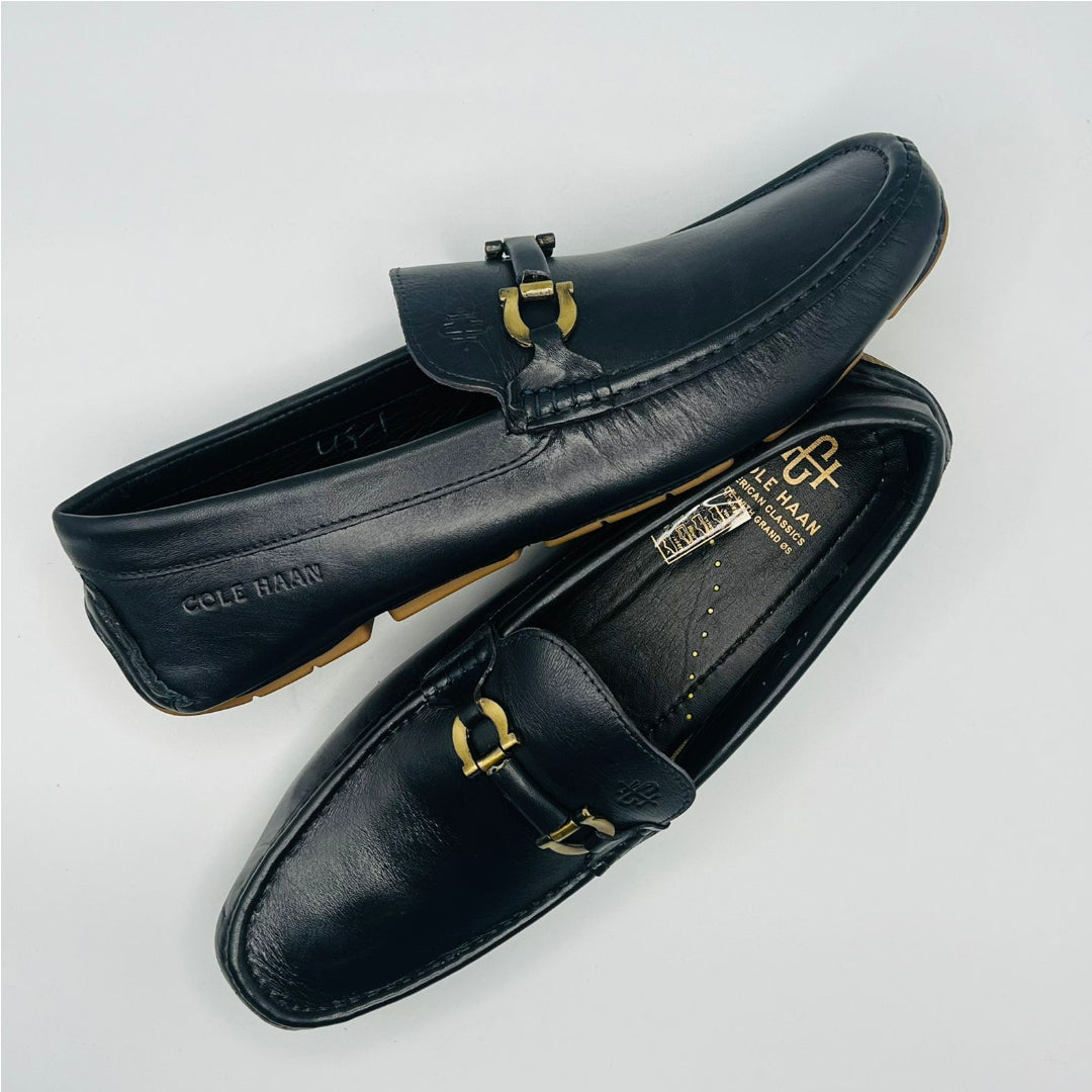 Cole Haan Wyatt Leather bit Loafers Grand series Navy