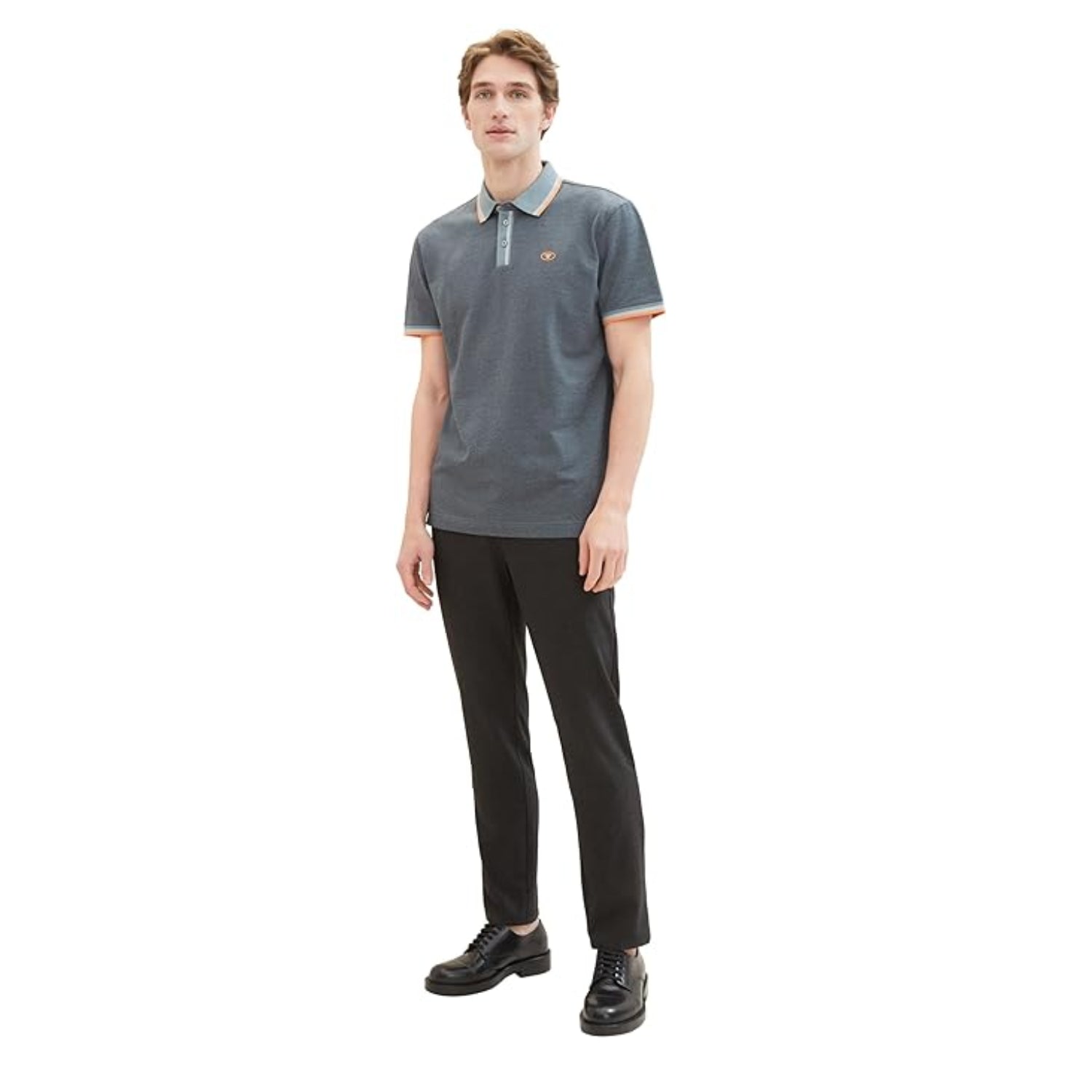 TOM TAILOR Men's Basic Pique Polo Shirt Navy Grey Mint Twotone