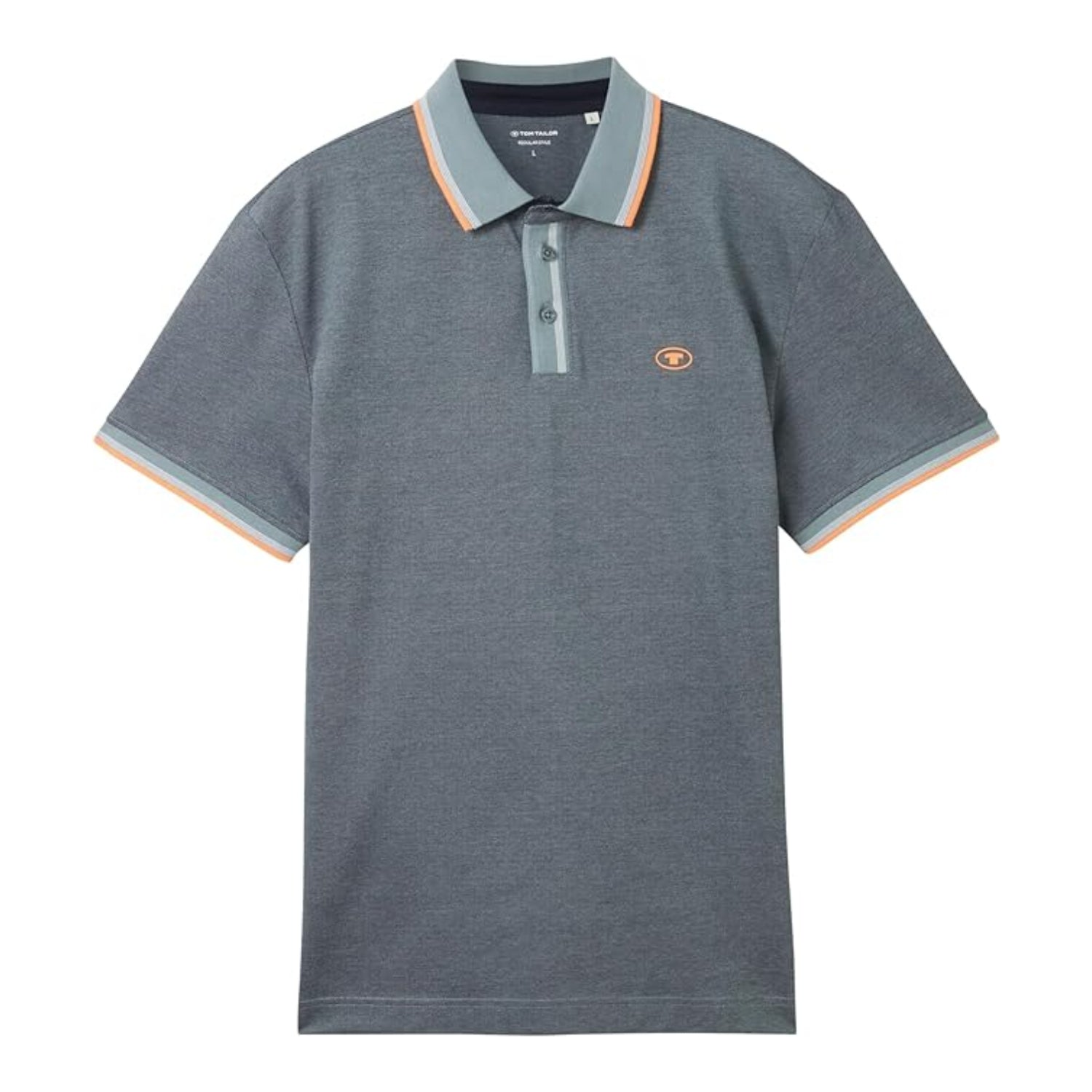 TOM TAILOR Men's Basic Pique Polo Shirt Navy Grey Mint Twotone