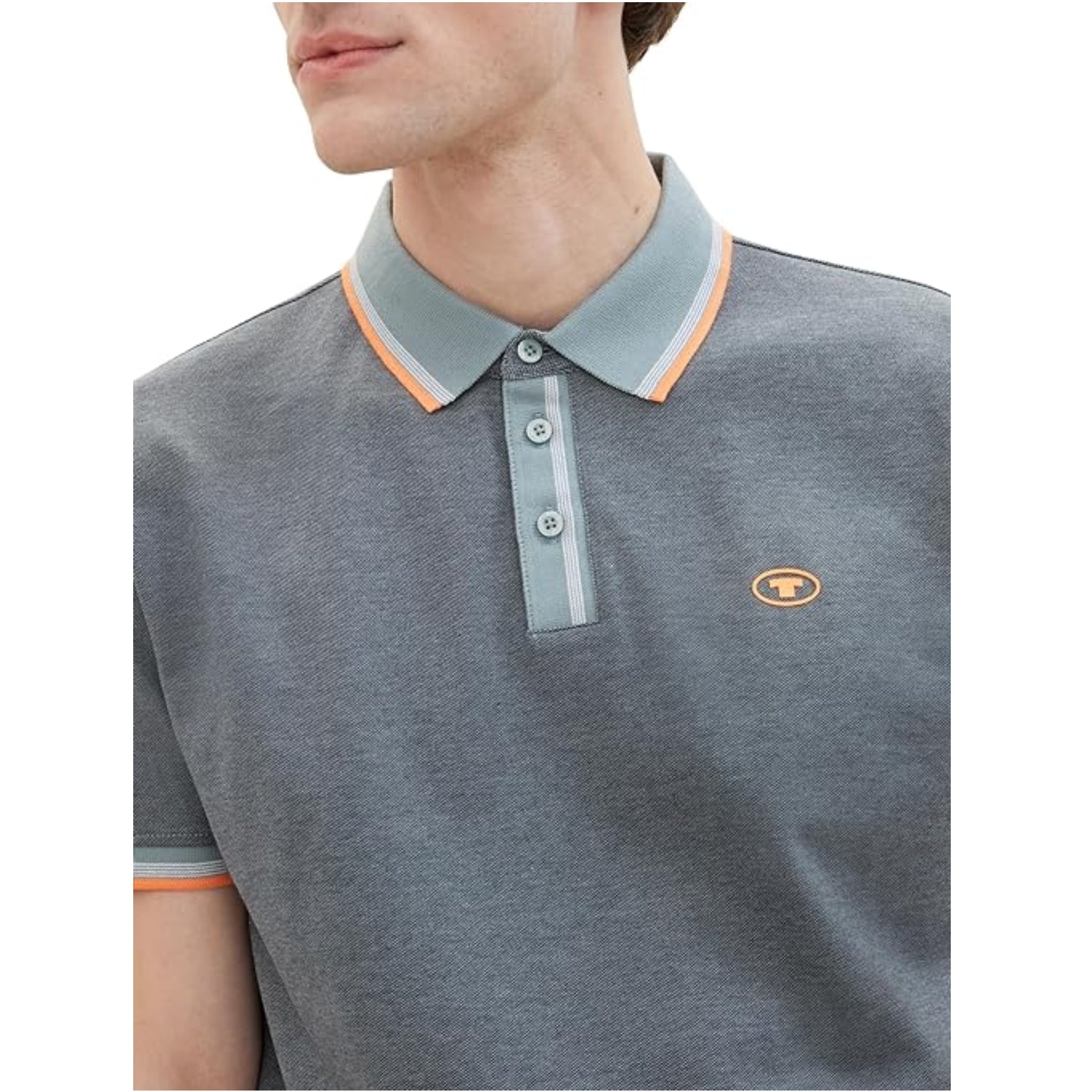 TOM TAILOR Men's Basic Pique Polo Shirt Navy Grey Mint Twotone