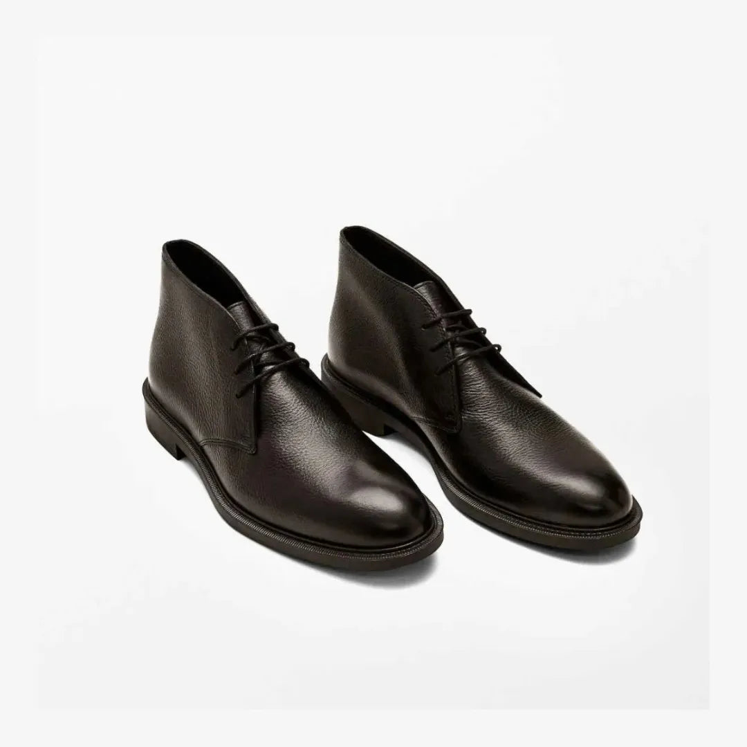 Massimo Dutti Formal Black Leather Chukka Boots