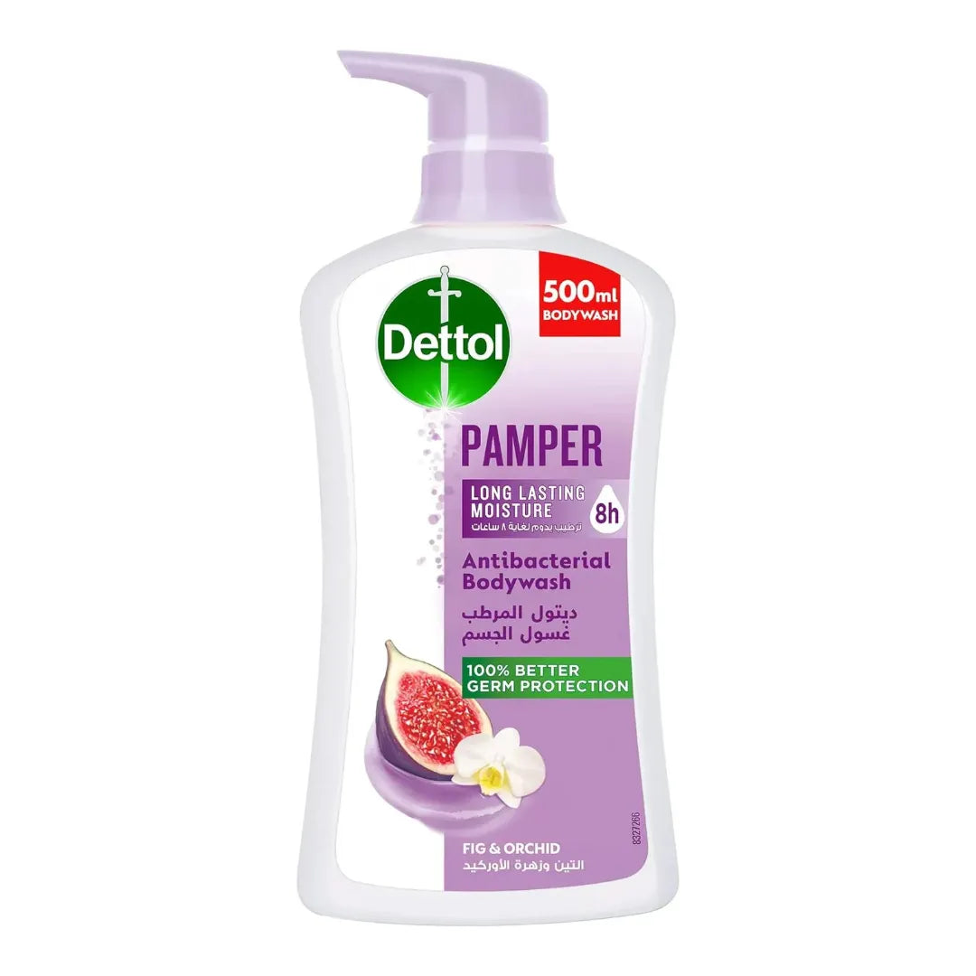 Dettol Pamper Anti-Bacterial Body Wash Fig & Orchid 500ml - Embrace Fragrant Rejuvenation