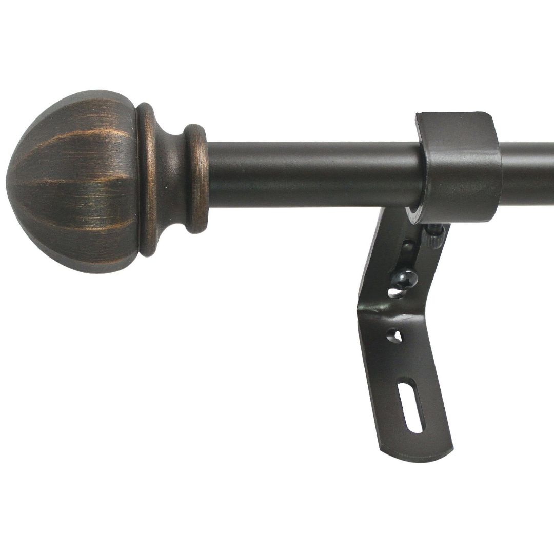Decopolitan 2 cm Facet Ball Curtain Rod Set, 66 cm to 122 cm, Vintage Bronze