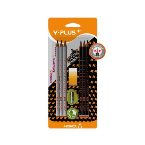 Y-Plus Pencils+Eraser+Sharpener Set- 12Pcs