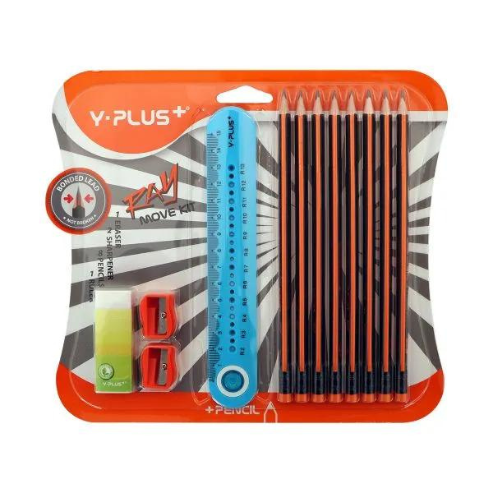 Y-PLUS Ray Move Kit  1 Eraser,2 Sharpener,8 Pencils,1 Ruler