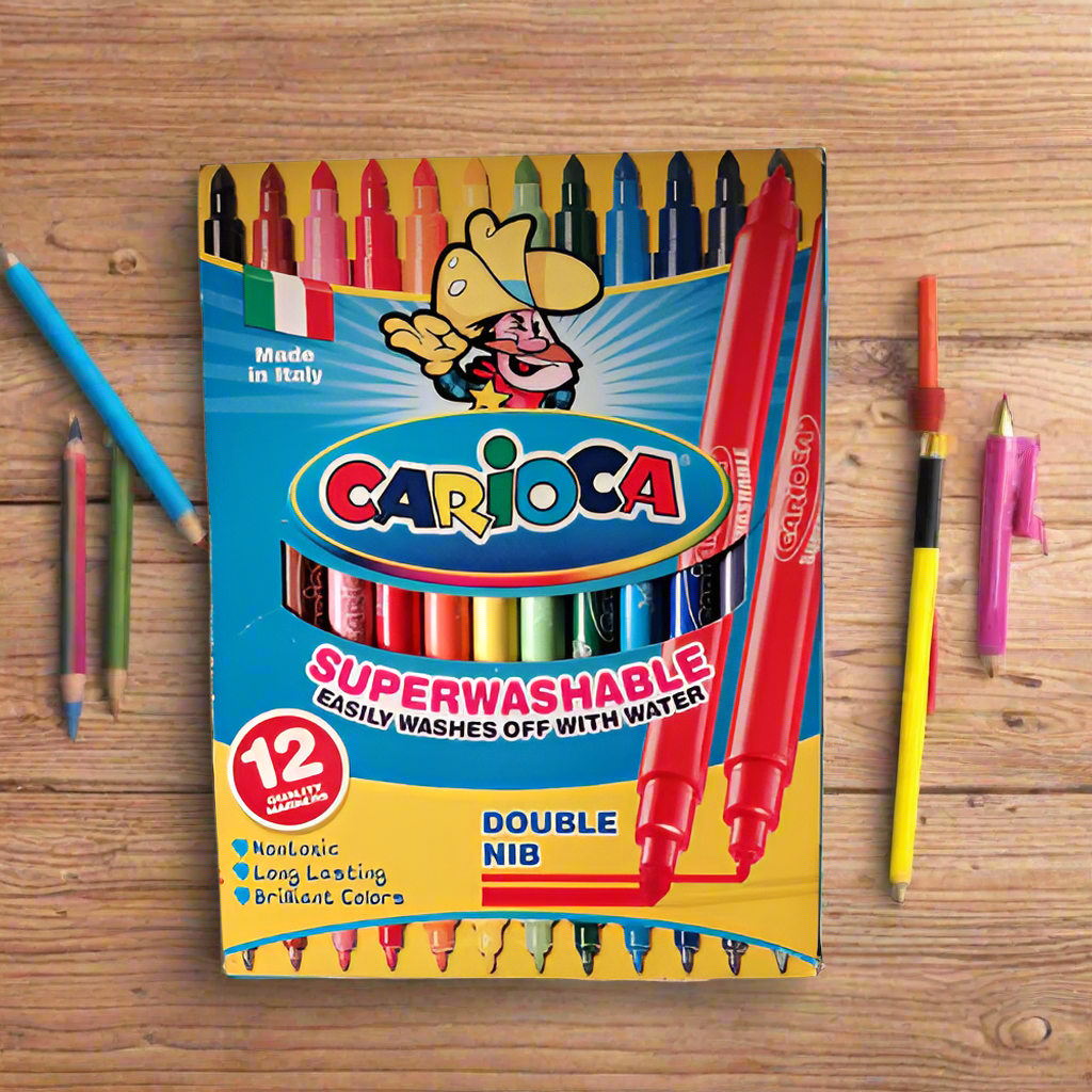 Carioca 12 Super Washable Marker With Double Nib