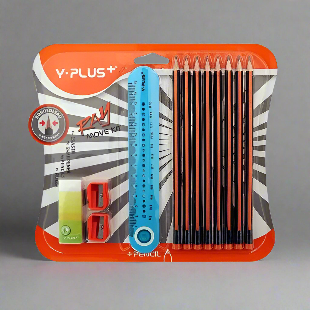 Y-PLUS Ray Move Kit  1 Eraser,2 Sharpener,8 Pencils,1 Ruler