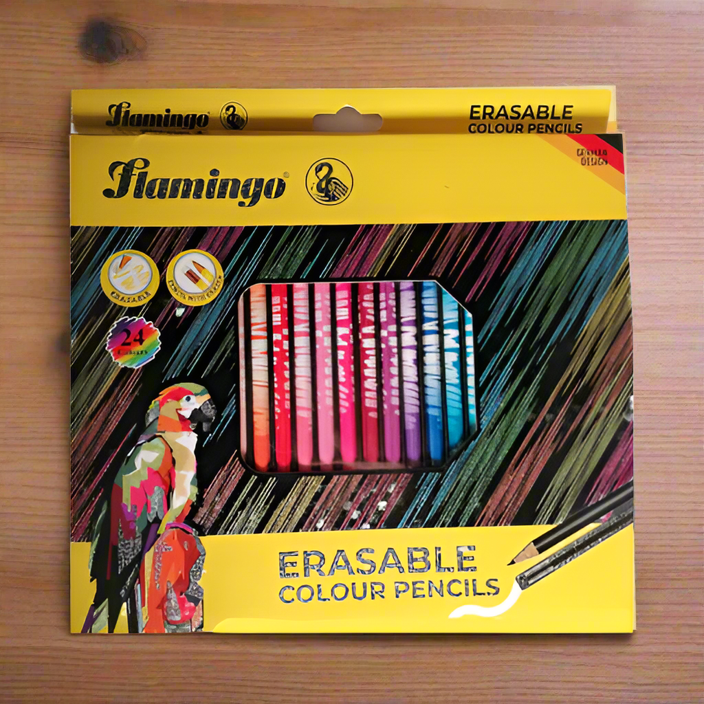 Flamingo 24 Erasable Color Pencil With Eraser