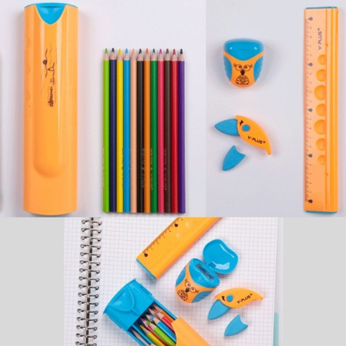 Y-PLUS Super Set Colour Pencils, Ruler, Soft Grip, Sharpener, Eraser