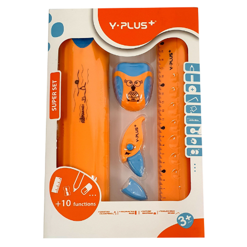 Y-PLUS Super Set Colour Pencils, Ruler, Soft Grip, Sharpener, Eraser