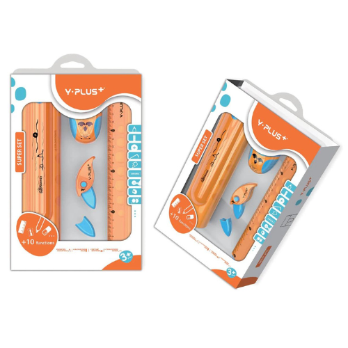 Y-PLUS Super Set Colour Pencils, Ruler, Soft Grip, Sharpener, Eraser