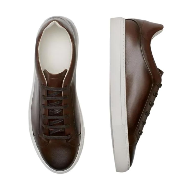 Massimo Dutti Tan Nappa Brushed Leather Sneakers