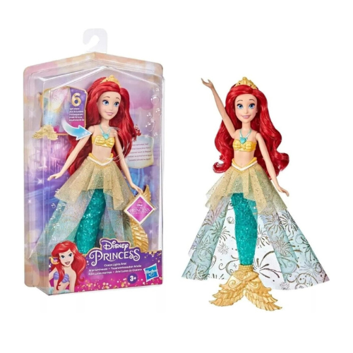 Disney Princess Girls Ariel Ocean Lights Mermaid Lights 30 cm - Dolls for Girls Princess Ariel Lighting Mermaid Tail Girls