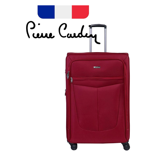 Pierre Cardin Luggage Premium Softside Material Suitcase for Travel and Business, TSA Approved, ANTI Theft Double Zipper, Uster Collection (Set of 3, Red)