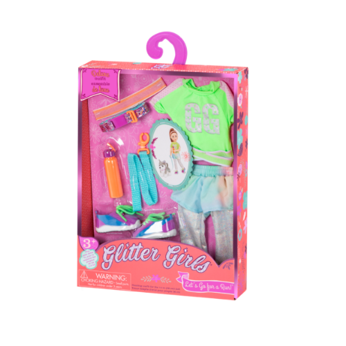 Glitter Girls GG50140Z 14" Doll Deluxe A Run w/Our Dog Outfit, Multi-Color