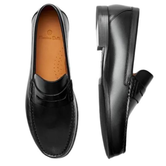 Massimo Dutti Soft Nappa Leather Black Loafers with Strap