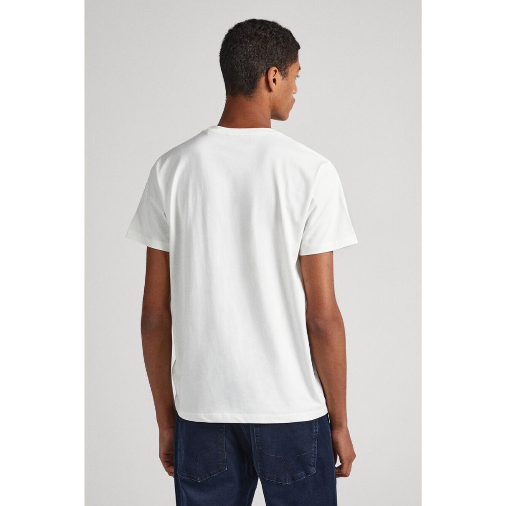 Pepe Jeans White Puff Print T-Shirt Effortless Style & Comfort