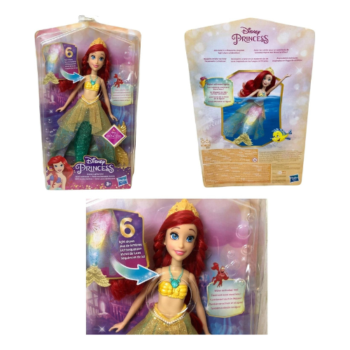 Disney Princess Girls Ariel Ocean Lights Mermaid Lights 30 cm - Dolls for Girls Princess Ariel Lighting Mermaid Tail Girls