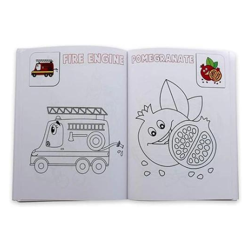 Flamingo Coloring Book: Fruits, Vegetables, and Vehicles (Includes Free Color Pencils)