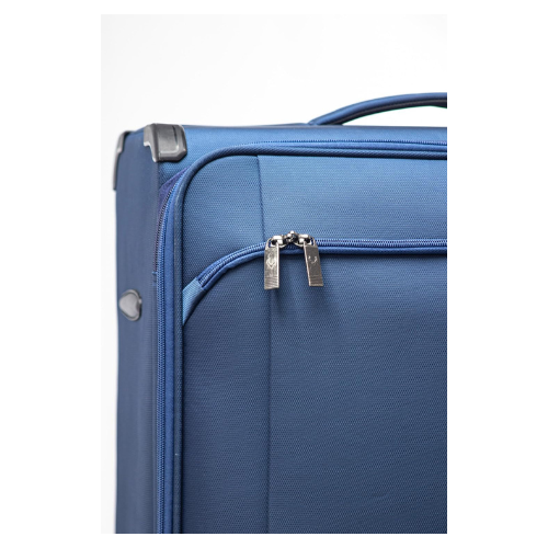 ANTLER Softside Ultra lightweight Luggage, TSA Approved Suitcase for Travel 4 Smooth Wheels, Front pocket, Expandable, With Anti Theft Double Zipper (Blue-Set of 3)