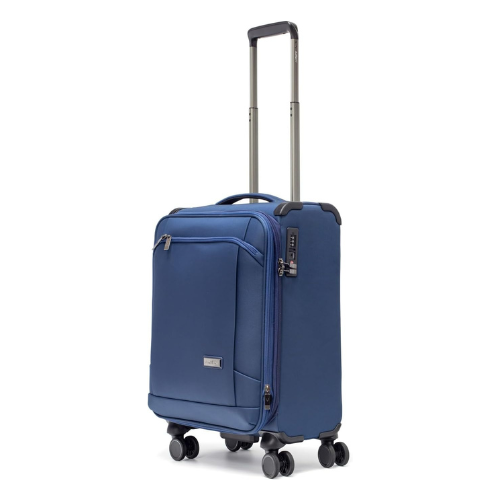 ANTLER Softside Ultra lightweight Luggage, TSA Approved Suitcase for Travel 4 Smooth Wheels, Front pocket, Expandable, With Anti Theft Double Zipper (Blue-Set of 3)