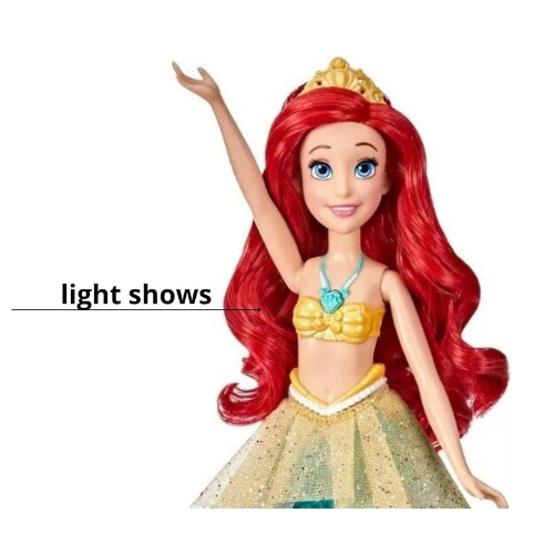 Disney Princess Girls Ariel Ocean Lights Mermaid Lights 30 cm - Dolls for Girls Princess Ariel Lighting Mermaid Tail Girls