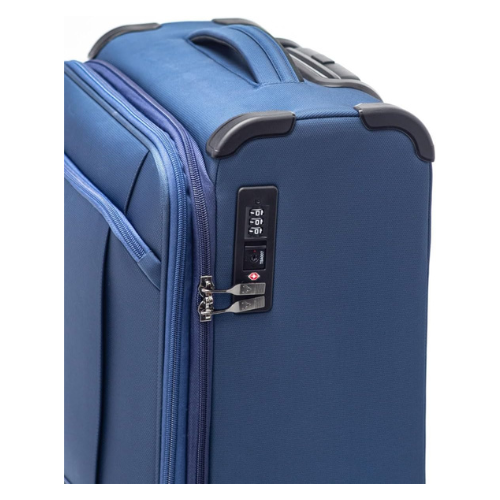 ANTLER Softside Ultra lightweight Luggage, TSA Approved Suitcase for Travel 4 Smooth Wheels, Front pocket, Expandable, With Anti Theft Double Zipper (Blue-Set of 3)