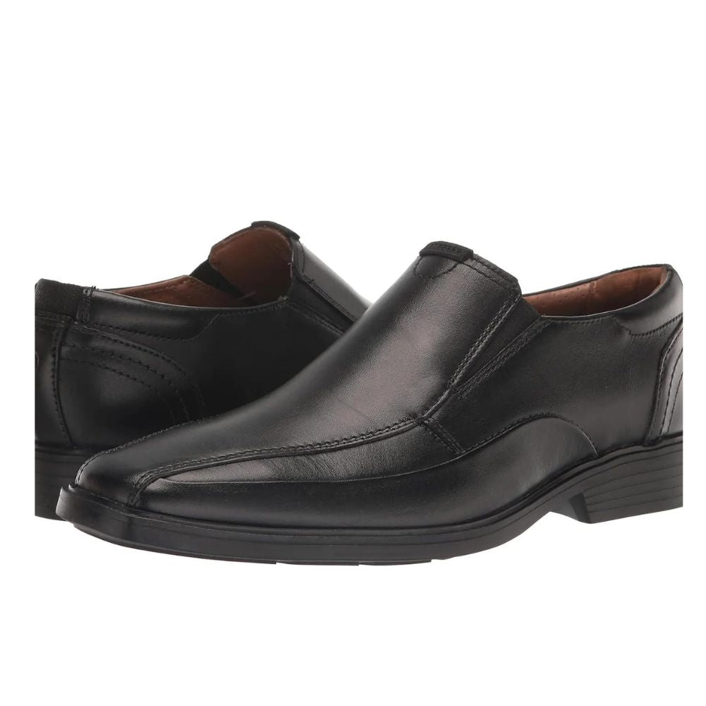 Clarks Men's Black Pure Leather Slip-On Shoes - Easy Wear Slip-Ons