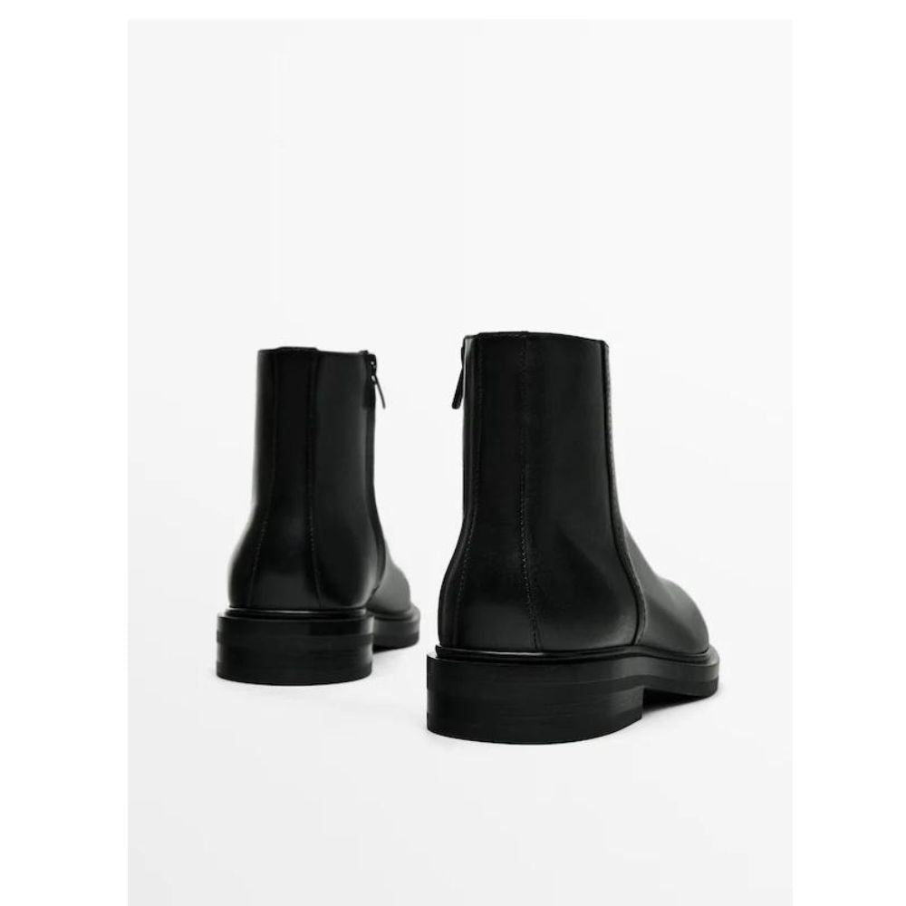 Massimo Dutti Black Leather Boots For Men