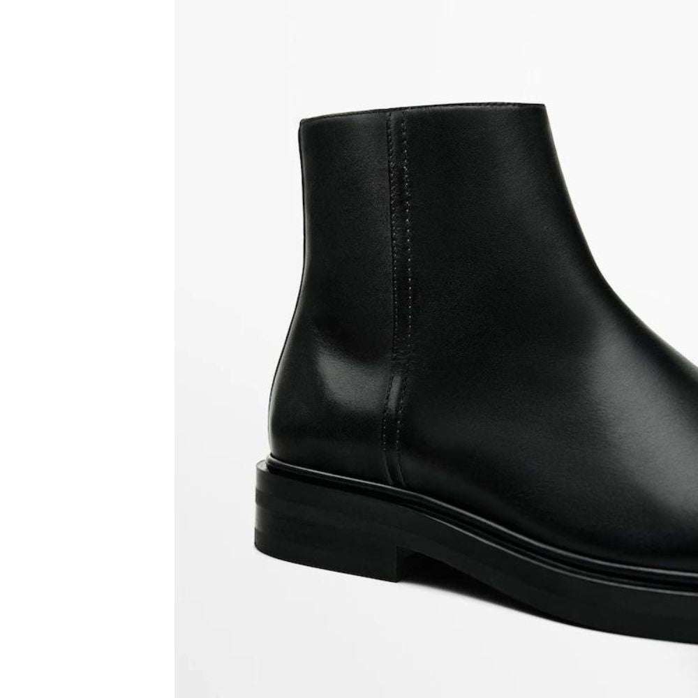 Massimo Dutti Black Leather Boots For Men