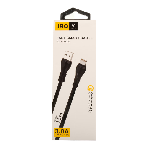 JBQ Nylon Lightning To USB Data Cable Cb-12P2, 3.0A, 150cm, Black