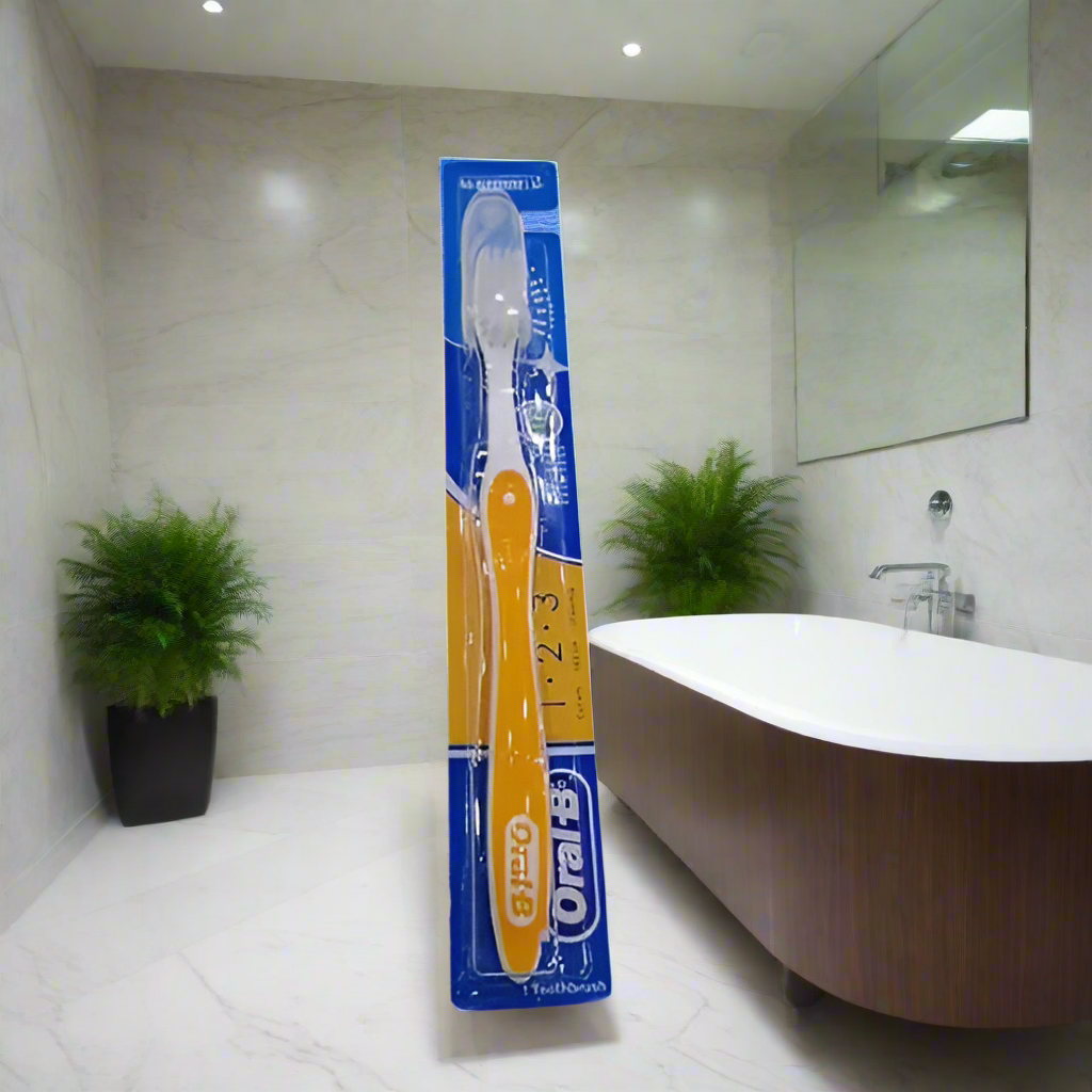 Oral B Toothbrush - 40 Medium 1 . 2 . 3 - Orange And White