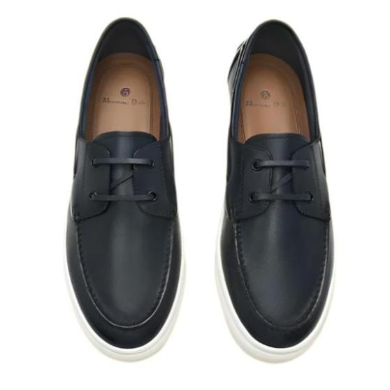 Massimo Dutti Men Loafers Leather Lace-Up Black