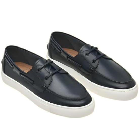 Massimo Dutti Men Loafers Leather Lace-Up Black