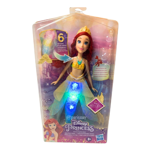 Disney Princess Girls Ariel Ocean Lights Mermaid Lights 30 cm - Dolls for Girls Princess Ariel Lighting Mermaid Tail Girls