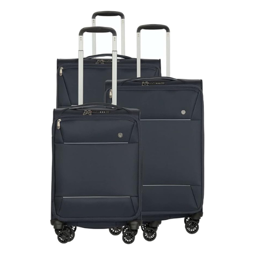 ANTLER - Set of 3 Suitcases - Brixham Luggage - Navy Cabin, Medium & Large Suitcase - Strenght Lightweight Suitcase for Travel & Holidays - Luggage with Expandable Zip, Pockets - TSA Approved Locks