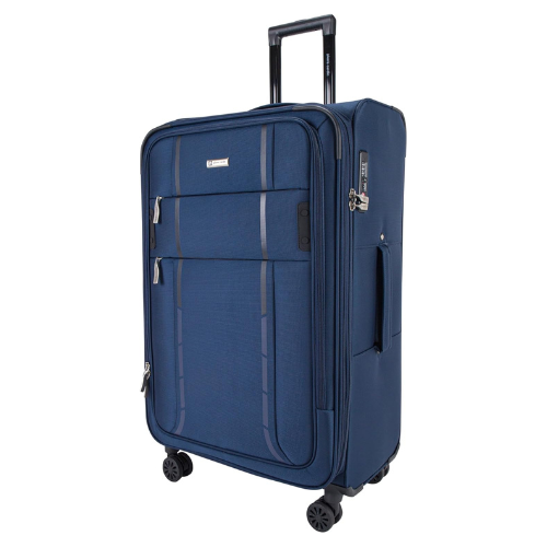 Pierre Cardin Lightweight Luggage Set of 3 for Travel, Softside Suitcase Set With TSA Approved Lock, Anti Theft Double Zipper And 8 Smooth Wheels (Navy)