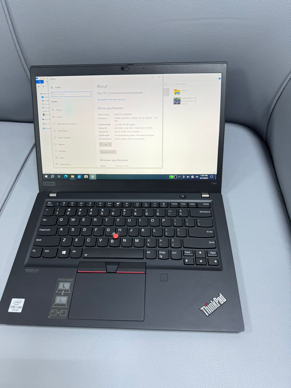 LENOVO T 14S Ci7 @ 10th GEN 32 GB RAM  256 SSD 14.1 TOUCH