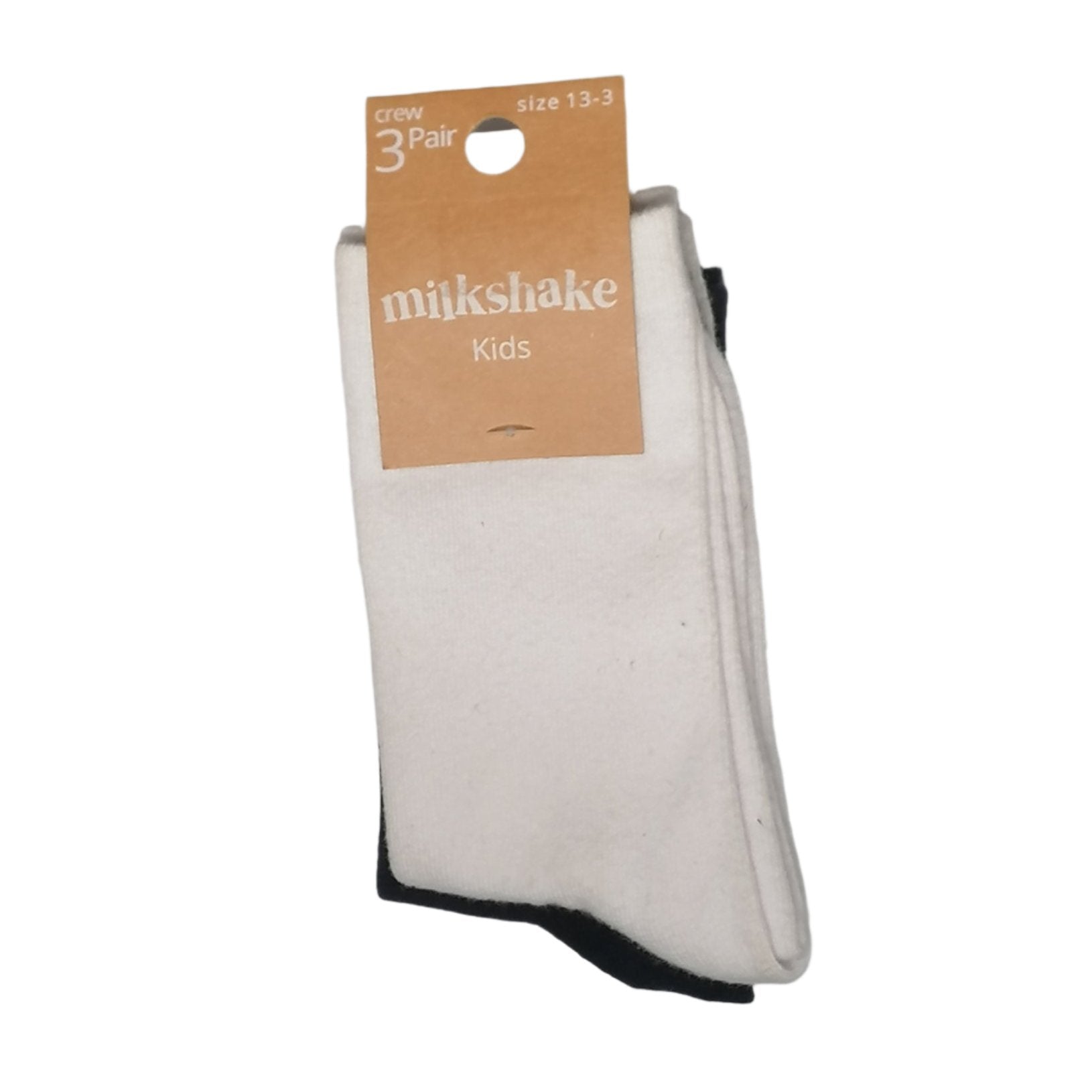 Milkshake Crew Socks - 3 Pair Pack in White, Grey, and Navy