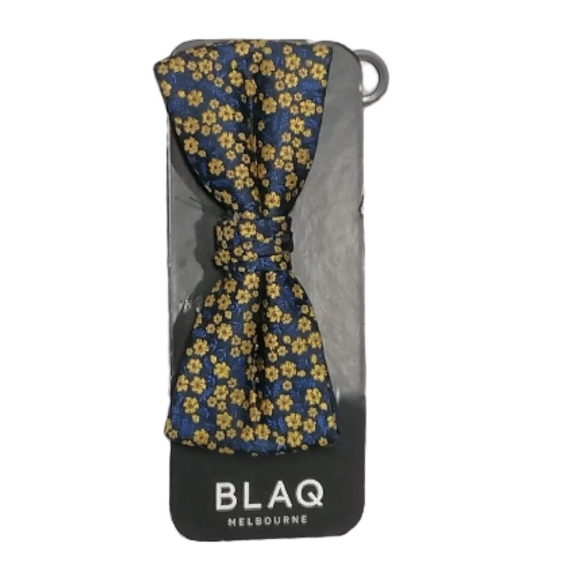 BLAQ Melbourne Floral Bow Tie - Navy with Yellow Flower Print